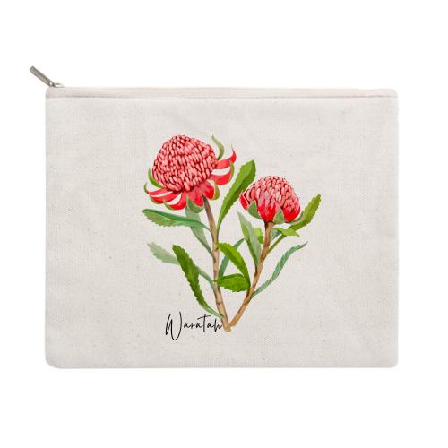 Waratah Cotton Zipper Pouch