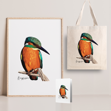 Load image into Gallery viewer, Bright &amp; Alluring Australian Native Kingfisher Poster, Tote Bag &amp; Card Set
