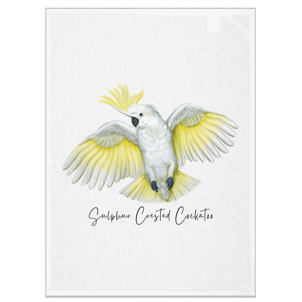 Sulphur Crested Cockatoo Tea Towel