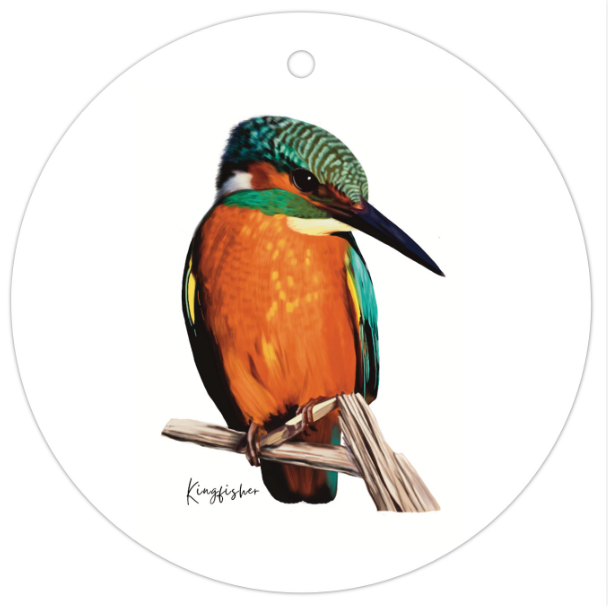 Kingfisher Bird Gift Tag | Orange